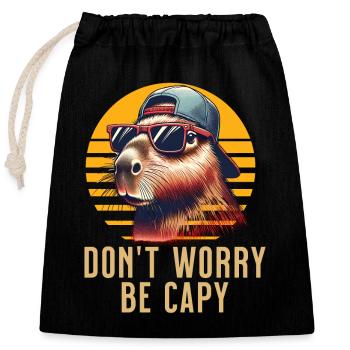 Capybara - Closable cotton gift bag (25x30cm) - black - Front