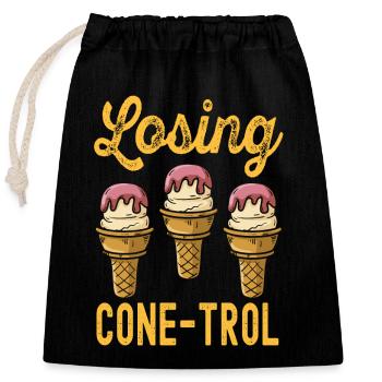 Gelato Losing Cone-trol Scoop Cream - Closable cotton gift bag (25x30cm) - black - Front