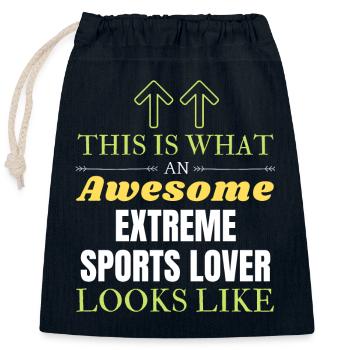 This is what an awesome Extreme sports lover looks - Closable cotton gift bag (25x30cm) - navy - Front