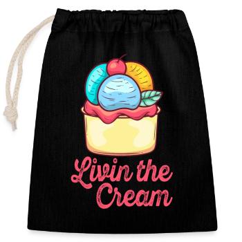 Livin The Cream Sundae Scoop Cream - Closable cotton gift bag (25x30cm) - black - Front