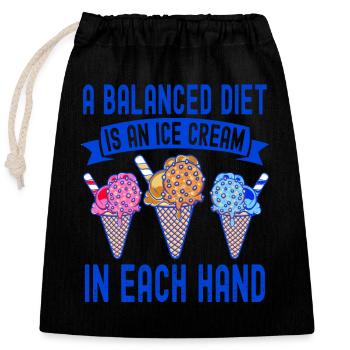 Eisbecher-Gelato-Creme in jeder Handcreme - Verschließbarer Geschenkbeutel aus Baumwolle (25x30cm) - Schwarz - Vorne