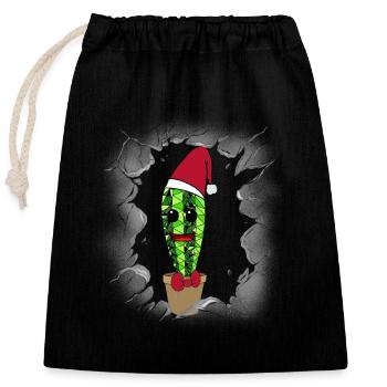 St. Nicholas Mother-in-law Christmas Cactus - Closable cotton gift bag (25x30cm) - black - Front
