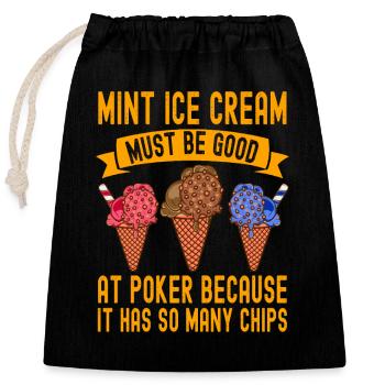 Crème à la menthe bonne au poker Beaucoup de jetons - Sac cadeau en coton avec cordon (25 x 30 cm) - noir - Devant