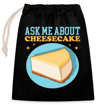 Käsekuchen Quarkkuchen Cheesecake Geschenk - Verschließbarer Geschenkbeutel aus Baumwolle (25x30cm) - Schwarz - Vorne