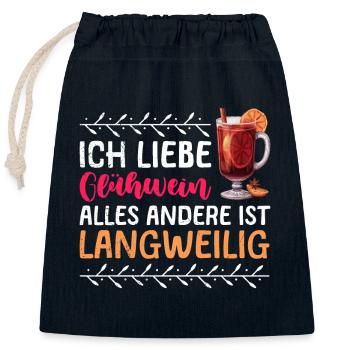 Glühwein LIEBE GLÜHWEIN ALLES ANDERE IS LANGWEILIG - Verschließbarer Geschenkbeutel aus Baumwolle (25x30cm) - Navy - Vorne