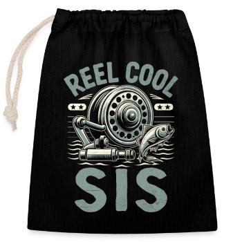 Moulinet Cool Sis Pêche Pêcheur Pêcheur Soeur Angl - Sac cadeau en coton avec cordon (25 x 30 cm) - noir - Devant