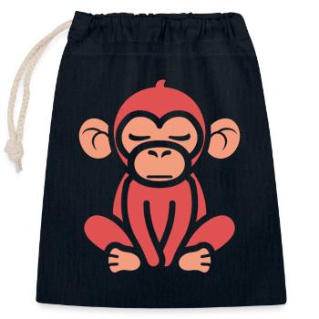 Baboon monkey - Closable cotton gift bag (25x30cm) - navy - Front