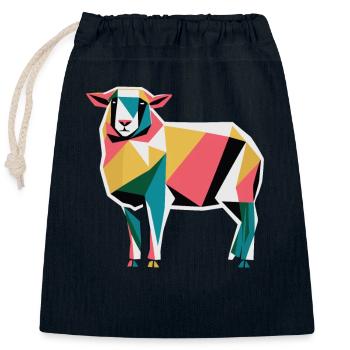Bunte Geometrische Bauernhof Tiergrafik Schaf - Verschließbarer Geschenkbeutel aus Baumwolle (25x30cm) - Navy - Vorne