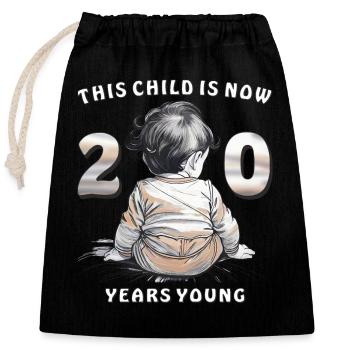 Child 20th Birthday - Closable cotton gift bag (25x30cm) - black - Front