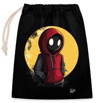 Mysteriöse Comic Figur im roten Hoodie - Verschließbarer Geschenkbeutel aus Baumwolle (25x30cm) - Schwarz - Vorne