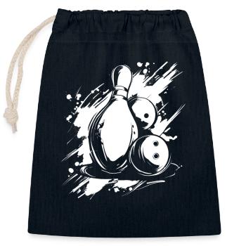 Bowling Graphics - Closable cotton gift bag (25x30cm) - navy - Front