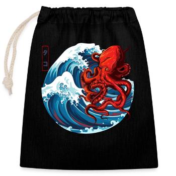 Oktopus Japanische Kunst Octopus Japanese Art - Closable cotton gift bag (25x30cm) - black - Front