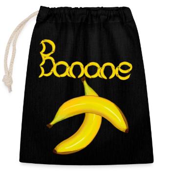Banane Fruit de la banane - Sac cadeau en coton avec cordon (25 x 30 cm) - noir - Devant