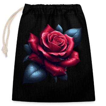Rose - Sac cadeau en coton avec cordon (25 x 30 cm) - noir - Devant