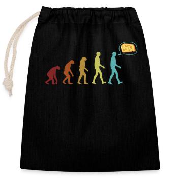 Gouda Evolution Fromager Amateur de Queso - Sac cadeau en coton avec cordon (25 x 30 cm) - noir - Devant