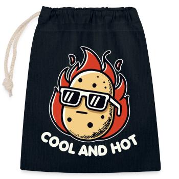 Cool Et Chaud Drôle Pomme De Terre Mignon Frites - Sac cadeau en coton avec cordon (25 x 30 cm) - bleu marine - Devant