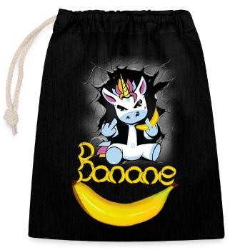 Licorne Banane Bananes Licornes Fruit Fruit - Sac cadeau en coton avec cordon (25 x 30 cm) - noir - Devant