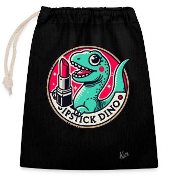Rouge à lèvres Dino - Sac cadeau en coton avec cordon (25 x 30 cm) - noir - Devant