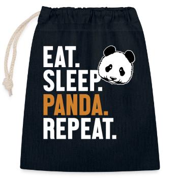 Manger Dormir Panda Répéter Panda Ours Ami Géant - Sac cadeau en coton avec cordon (25 x 30 cm) - bleu marine - Devant