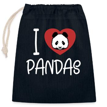 I love Pandas Panda Bear Ailuropoda Melanoleuca - Closable cotton gift bag (25x30cm) - navy - Front