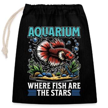 Aquarium Where Fish Are The Stars Fishkeeping - Verschließbarer Geschenkbeutel aus Baumwolle (25x30cm) - Schwarz - Vorne
