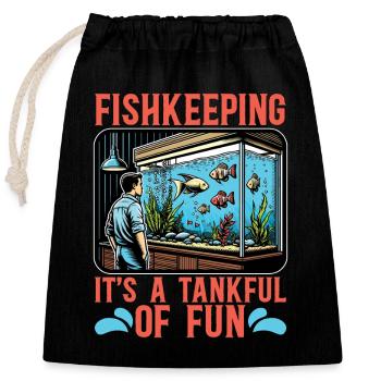 Aquarium Enthusiast Fishkeeping It's Aquascaping - Verschließbarer Geschenkbeutel aus Baumwolle (25x30cm) - Schwarz - Vorne