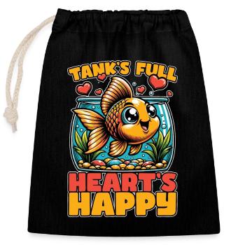 Aquarium Enthusiast Tank's Full Loves Fishkeeping - Verschließbarer Geschenkbeutel aus Baumwolle (25x30cm) - Schwarz - Vorne