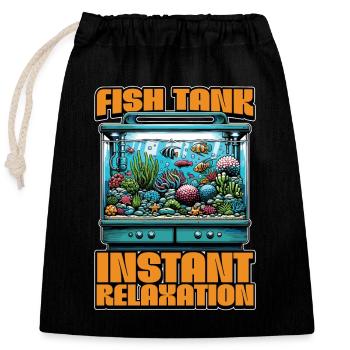 Aquarium Enthusiast Fish Tank Instantané Amateur de poissons - Sac cadeau en coton avec cordon (25 x 30 cm) - noir - Devant