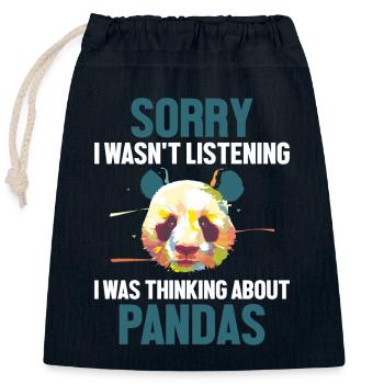 Je pensais à Pandas Panda Ours Ami Géant - Sac cadeau en coton avec cordon (25 x 30 cm) - bleu marine - Devant