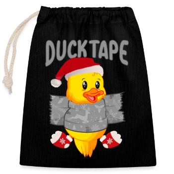 Ruban adhésif de Noël | Canetons avec du ruban adhésif - Sac cadeau en coton avec cordon (25 x 30 cm) - noir - Devant