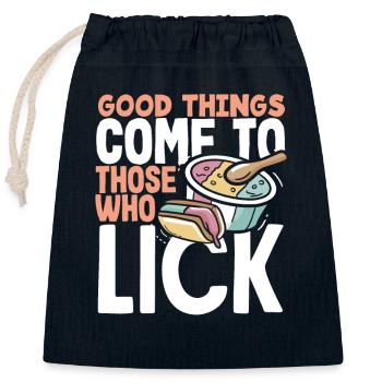 De bonnes choses pour les amateurs de glaces - Sac cadeau en coton avec cordon (25 x 30 cm) - bleu marine - Devant