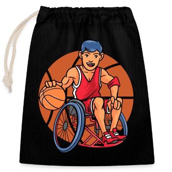 Sportlehrer Rollstuhlbasketball - Verschließbarer Geschenkbeutel aus Baumwolle (25x30cm) - Schwarz - Vorne