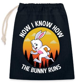 Now i Know How The Bunny Runs Deutsche Sprichwörte - Verschließbarer Geschenkbeutel aus Baumwolle (25x30cm) - Navy - Vorne