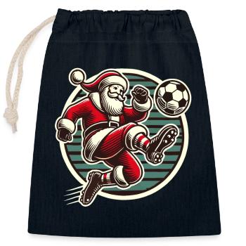 Santa Claus Soccer Player Design - Closable cotton gift bag (25x30cm) - navy - Front