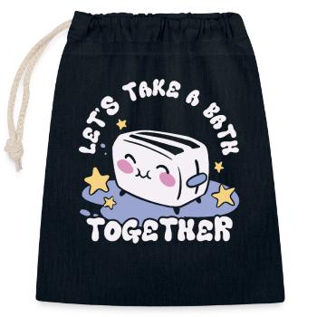 Prenons un bain ensemble Grille-pain sucré avec - Sac cadeau en coton avec cordon (25 x 30 cm) - bleu marine - Devant