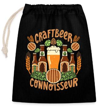 Craft Beer Connoisseur - Closable cotton gift bag (25x30cm) - black - Front