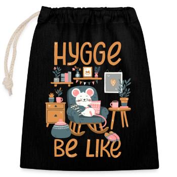 Hygge Be Like - Sac cadeau en coton avec cordon (25 x 30 cm) - noir - Devant