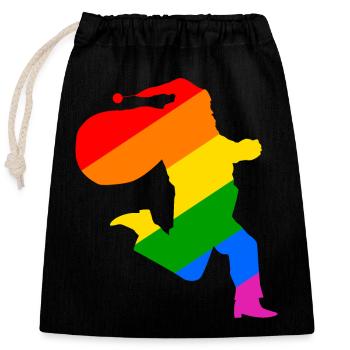 Rainbow Santa Claus - Closable cotton gift bag (25x30cm) - black - Front