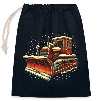 Winter Christmas Snow Removal Machine Vehicle - Closable cotton gift bag (25x30cm) - navy - Front