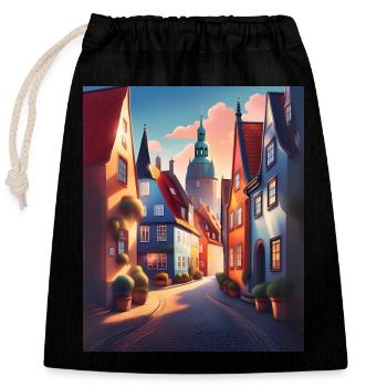 A walk in a city of Denmark - Closable cotton gift bag (25x30cm) - black - Front