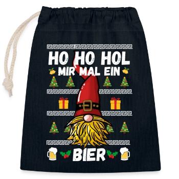 Beer Gnome Christmas Christmas Party Hohoho - Closable cotton gift bag (25x30cm) - navy - Front