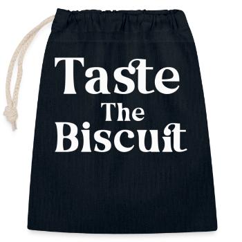 Taste The Biscuit Taste The Goodness - Closable cotton gift bag (25x30cm) - navy - Front