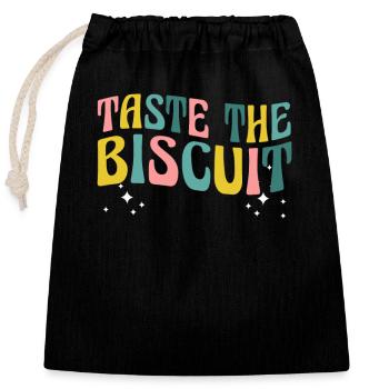 Taste The Biscuit Taste The Goodness - Closable cotton gift bag (25x30cm) - black - Front
