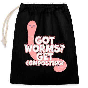 ver fermier vermicompost mignon hommes femmes - Sac cadeau en coton avec cordon (25 x 30 cm) - noir - Devant