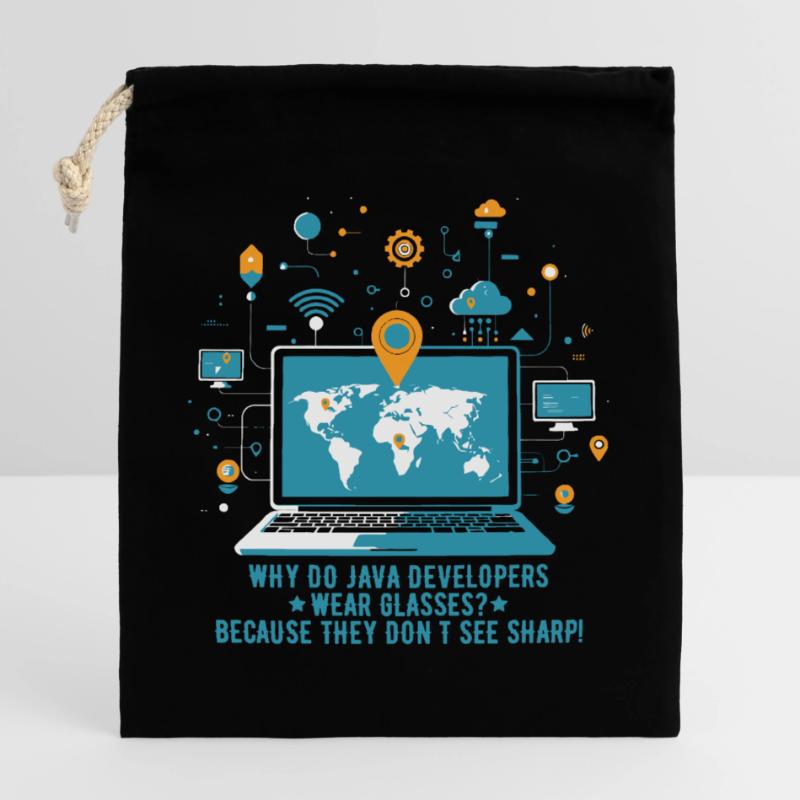 Why do Java developers wear glasses? Because they Closable cotton gift bag (25x30cm)