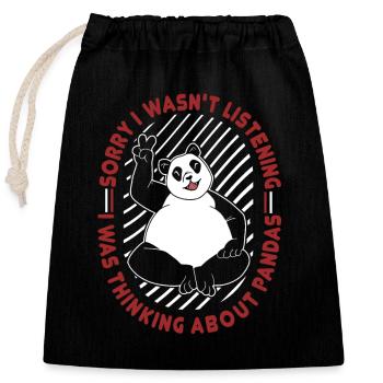 Je pensais à Pandas Panda Ours Ami Géant - Sac cadeau en coton avec cordon (25 x 30 cm) - noir - Devant