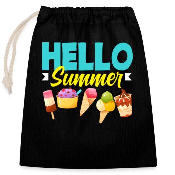 Hello Summer Cream Lover Design - Closable cotton gift bag (25x30cm) - black - Front