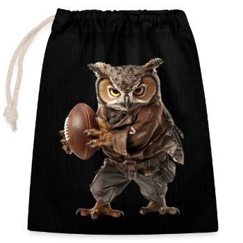 Owls Football - Sac cadeau en coton avec cordon (25 x 30 cm) - noir - Devant