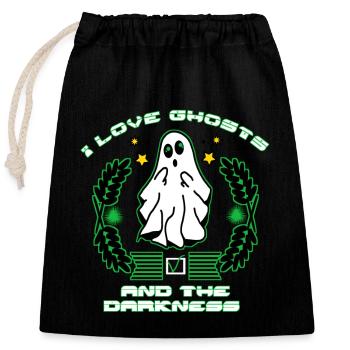 I love ghosts and the darkness - Closable cotton gift bag (25x30cm) - black - Front