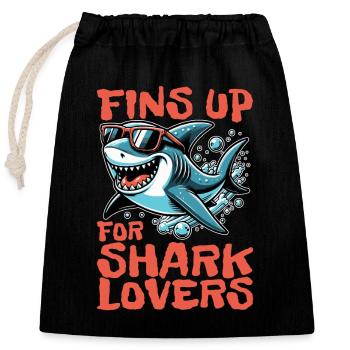 Shark Enthusiast Fins Up For Shark Marine Life - Closable cotton gift bag (25x30cm) - black - Front